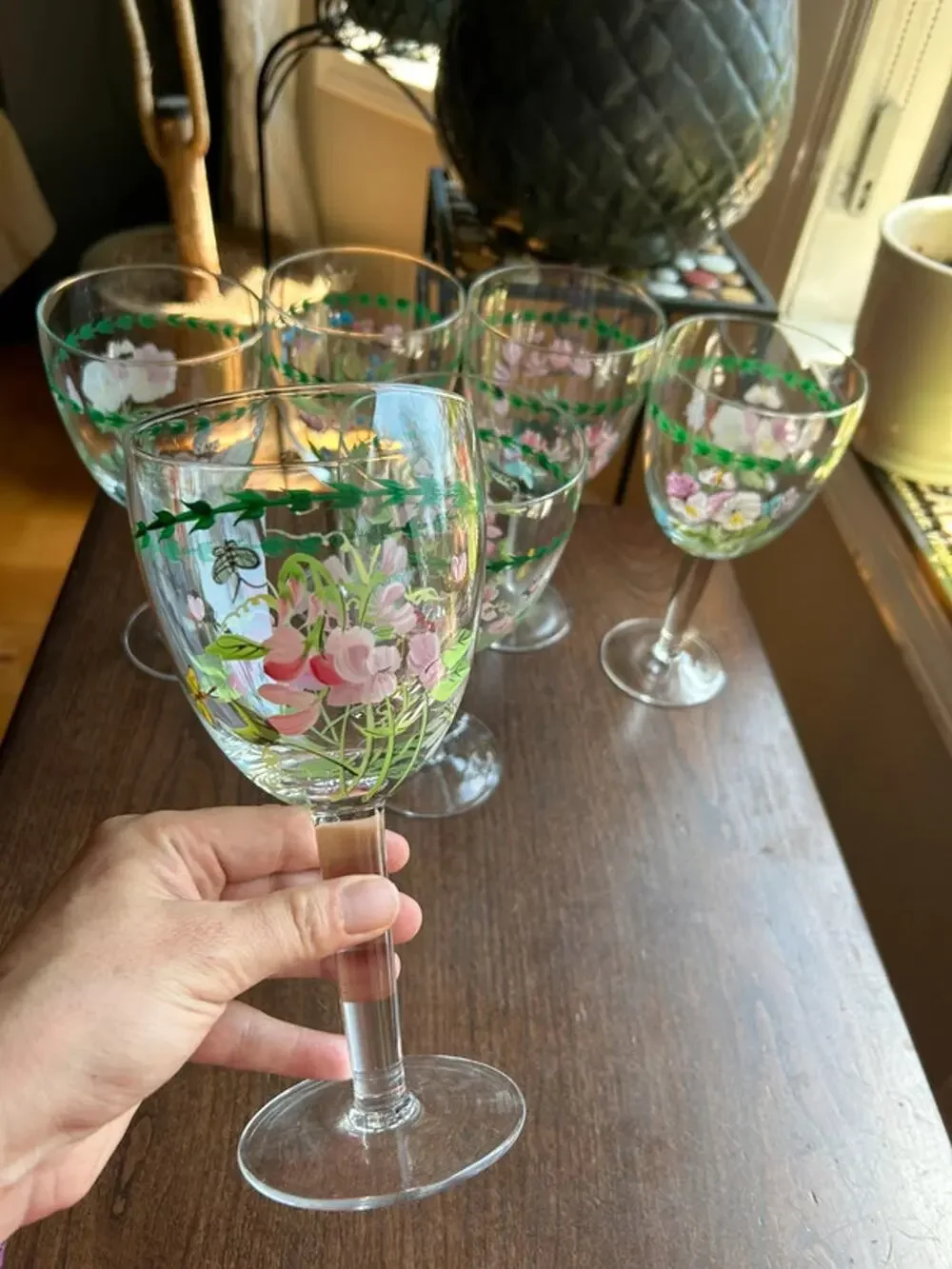 5 Portmeirion Botanic Garden Rhododendron hand painted 16 oz goblet 8